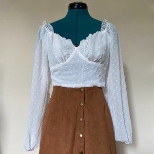 Sheer White Milkmaid White Blouse Size 4